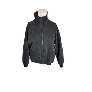Saks Fifth Ave NY VTG Track Jacket Mock Neck Thick Zip Up Active Jacket Blk Sz M